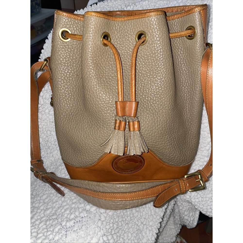 Vintage Dooney & Bourke Purse Desert Taupe Bucket Drawstring AWL